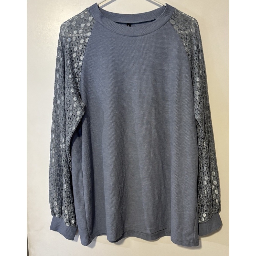 HAOMEILI Women's Long Sleeve Top Lace Sleeves TShirt Blouse Amazon Collection XL